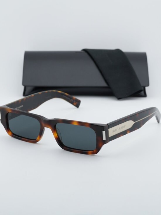 Saint Laurent SL660 002 Unisex Rectangle Sunglasses - Havana / Grey main image 6
